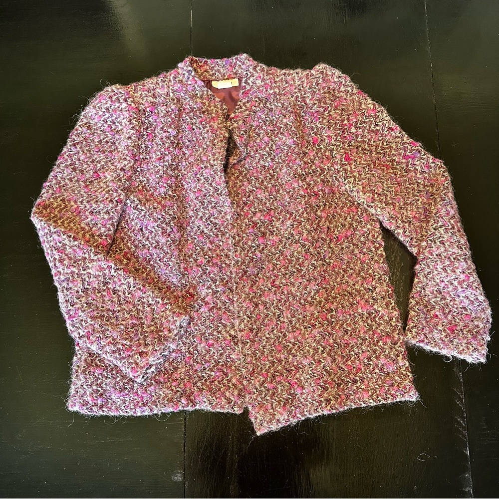 Vintage Cricket Lane Medium Purple Pink Crochet Look Made in USA Blazer Jacket